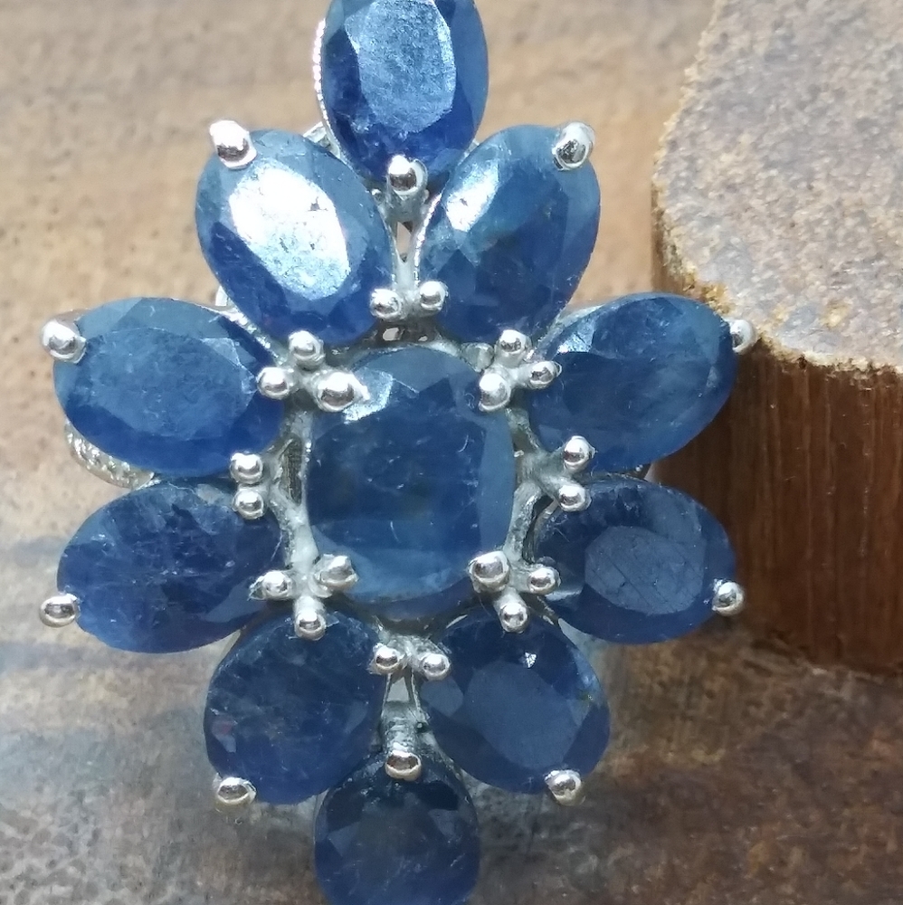 Genuine Raw Sapphire 8.45ct Cocktail Ring Sz 5 - Picture 6 of 13